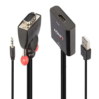 Immagine di LINDY VGA Adattatore [1x Spina VGA, jack da 3.5 mm 1x Presa HDMI, A USB 3.2 Gen 1 (USB 3.0)] 38284