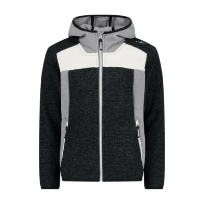 Immagine di CMP Giacca da bambina in pile Knit Tech con cappuccio fisso, Nero, 128