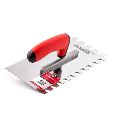 Immagine di COMENSAL® Frattone Dentato 12 mm in Acciaio Inox Inossidabile Dentata per Colla Cazzuola Made EU 270 x 128