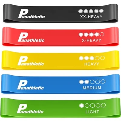 Immagine di Elastici Fitness, Set di 5 Bande Livelli Resistenza, Guida agli Esercizi, eBook in Italiano, Borsa da Trasporto 5x elastico palestra, fasce elastiche, banda elastica, fascia per uomo e donna
