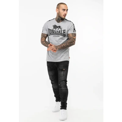 Immagine di Lonsdale Normale Passform Stour Tshirt con stampa, Uomo, Taglia: 3XL, Marl grey black white