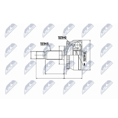 Immagine di NTY NPZ VV 002 Kit Giunto Omocinetico Assale anteriore Sx, Dx con anello di sicurezza interno VOLVO: S40 I, V40 Station Wagon