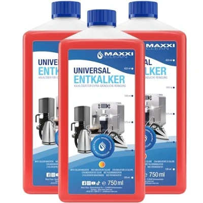 Immagine di Maxxi Clean Anticalcare Universale per tutte le Macchine da Caffè, altri Elettrodomestici e anche Bagno &amp; Cucina Adatto a Marche Modelli Dissolvitore di Calcare (3x 750 ml)