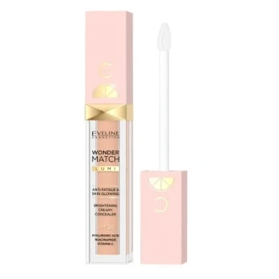 Immagine di Eveline Cosmetics Wonder Match Correttore Radioso Formula Leggera con Acido Ialuronico, Niacinamide e Vitamina C SPF 20, Copertura da Media a Completa