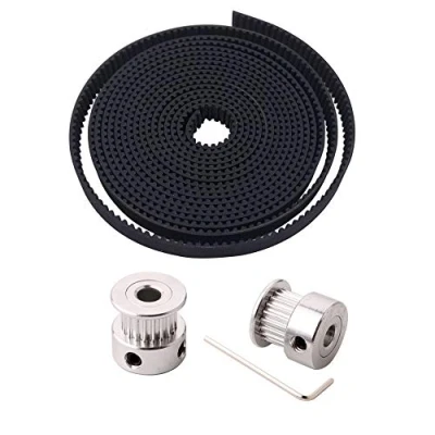 Immagine di FULARR® 2m Professionale GT2 Cinghia Distribuzione, 2mm Pitch 6mm Larga Gomma Dentata, con 2Pcs 5mm 20 Denti Alluminio Timing Puleggia e Allen Wrench, per Stampante 3D Macchina CNC