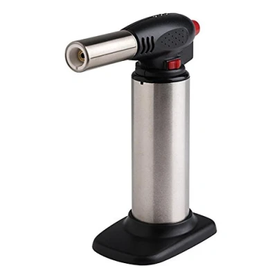 Immagine di Aps Caramello isierer/Bruciatore a Gas con Sicurezza per Bambini, in Acciaio Inox Base plastica, Ø 4,5 X H16,5 cm, Fiamma Regolabile, Funzionamento Continuo
