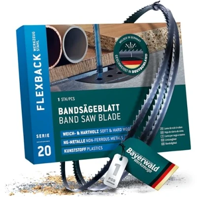 Immagine di Bayerwald Lama per sega a nastro in acciaio, 1400 x 6 0,36 14, legno, metalli non ferrosi, plastica, lamiera sottile, adatta Scheppach HBS20, HB800 ecc.