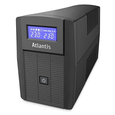 Immagine di Atlantis A03 HP1003 Gruppo di Continuità Onda Sinusoidale Pura 800VA 480W Line Interactive, display LCD, porta USB HID, 2 uscite Shuko + cavo alim, 1 batteria 12V 9Ah, protezione RJ45, software gratis