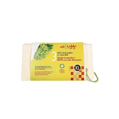 Immagine di ECODIS Ahtable 3 Sacchetti In Cotone Biologico Taglia XL 40x40