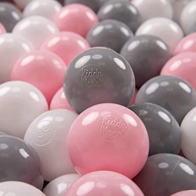 Immagine di KiddyMoon 200 Palline/7Cm Palline Morbide Colorate Per Piscina Bambini Fatto In EU, Bianco/Grigio/Rosa Chiaro