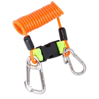 Immagine di Tbest Ganci per Scuba Gancio Immersioni subacquee, subacquee Corda Anti Caduta a Molla Strumento di Emergenza la Sicurezza della cordicella con sgancio rapido(Orange)