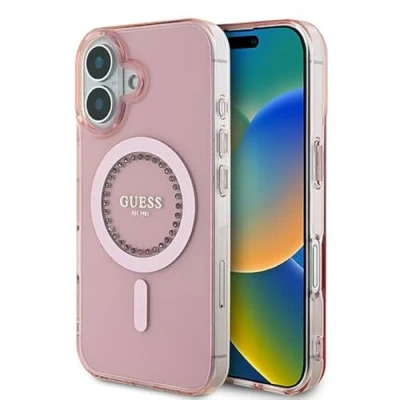 Immagine di CG Mobile Guess GUHMP16SPFTDTEP Custodia rigida per iPhone 16 6.1&quot;, con strass, colore: Rosa