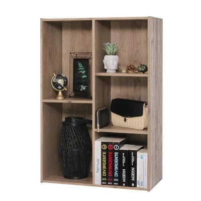 Immagine di Iris Ohyama Mobile, librerie larghe 60 cm, Scaffale Angolare da Parete in Legno, 5 Livelli, Marrone Cenere, Polivalente, Modulare, Aperto, Per Soggiorno, Ufficio, Libri, CD, Montaggio Facile, CX 23C