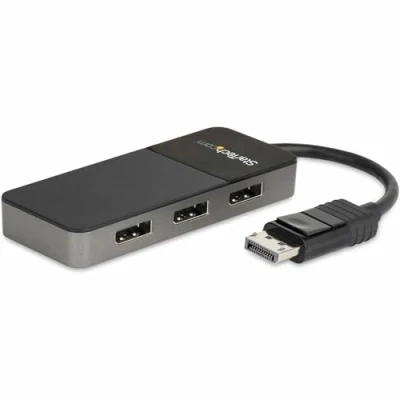 Immagine di StarTech.com Hub MST DisplayPort a 3 Porte Adattatore Multimonitor DP 1.4 Sdoppiatore/Splitter Video 4K 30Hz per Doppio Monitor Alimentazione via USB Solo Windows (MST14DP123DP)