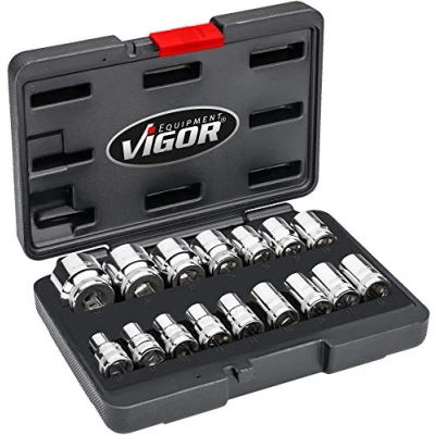 Immagine di VIGOR Kit inserti a bussola 1/2 (12.5 mm) 17 parti V7512/17