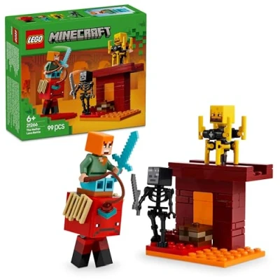 Immagine di LEGO Minecraft Battaglia sul Ponte del Nether, Gioco d&#039;Avventura per Bambini e Bambine da 6 Anni, Piccolo Set Costruire con Funzioni 4 Personaggi Videogioco, Idea Regalo di Compleanno 21266