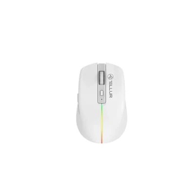 Immagine di TELLUR Mouse senza Fili con Click Silenzioso, Ricaricabile, Nano Ricevitore USB 2.4 Ghz, Wireless 1600DPI, Banda Luminosa RGB, Design Sottile e Leggero da Portare (Bianco)