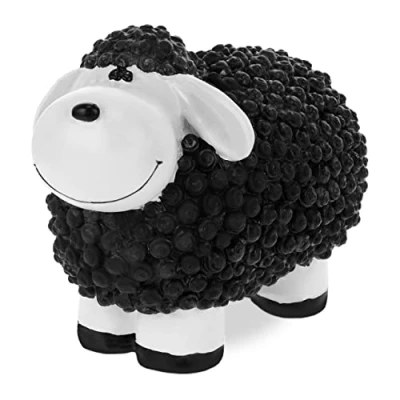 Immagine di Relaxdays Pecorella Decorativa da Giardino, Statua Autoportante in Poliresina, HLP16x21x12,5cm, Esterni&amp;Interni, Nero, 1 pz