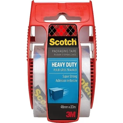 Immagine di Scotch Nastro da Imballo 3M Packaging Tape Heavy/Nastro Adesivo Ultra Resistente, Confezione 1 Rotolo in Dispenser, Trasparente, 48 mm x 20.3 m