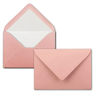 Immagine di 50x Buste formato B6 colore: rosa antico con fodera bianca 12,5 x 17,6 cm in seta Chiusura: Gommata FarbenFroh by GUSTAV NEUSER