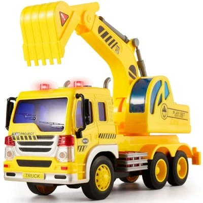 Immagine di HERSITY Ruspa Giocattolo, Escavatore Camion Grande con Luci e Suoni Macchina per Maschio Bambini 3 4 5 Anni Regalo, 1/16 Scavatore