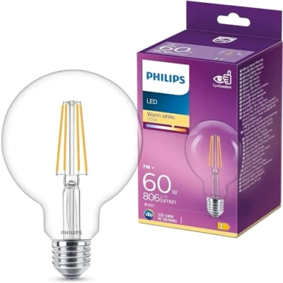 Immagine di Philips Lighting 929001387901 LED (monocolore) ERP E (A G) E27 Forma di palla 7 W = 60 Bianco caldo (Ø x L) 95 mm 140 Filamento 1 pz.