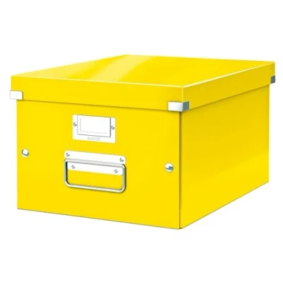 Immagine di Leitz Click &amp; Store WOW Scatola Archivio Media, per Riporre e Trasportare Documenti A4 Oggetti di Medie Dimensioni, Adatta a Casa Ufficio, Giallo, 60440016