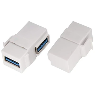 Immagine di AAOTOKK 90 Gradi USB Keystone Accoppiatore,Angolo Retto 3.0 a Jack Inserire Femmina Accoppiatore Adattatore per Piastra Parete Pannello di Uscita (Bianco/2 Pezzi)