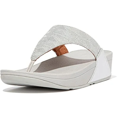 Immagine di Fitflop Lulu Glitz Toe Post Sandals, Ciabatte Donna, Argento, 42 EU