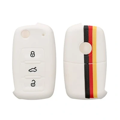 Immagine di kwmobile Custodia Coprichiave Compatibile con VW Skoda Seat 3 tasti Cover Copritelecomando Chiave Auto Copri Chiavi Macchina Bandiera tedesca
