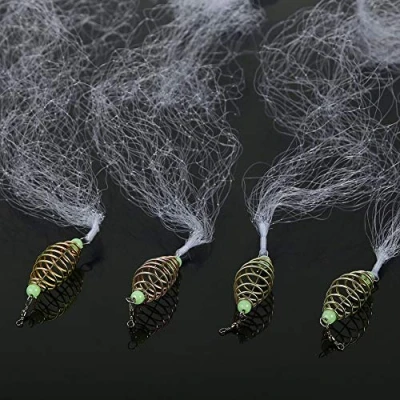 Immagine di Keenso Rete da Pesca in Nylon 4 Pezzi, a Molla Rame Resistente con Accessori Perline Luminose per la Notturna(12#)
