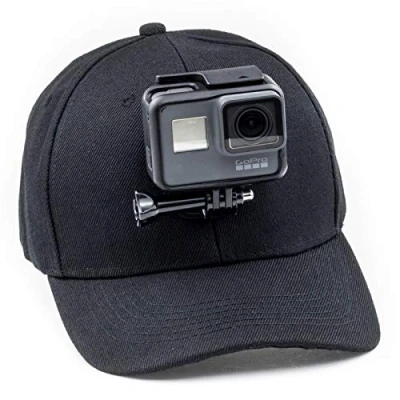 Immagine di Digicharge Cappellino da Baseball con Supporto per Action Camera Compatibile GoPro Hero12 Hero 12 11 10 Max/DJI OSMO 3 / Insta360 One/Akaso Apexcam Cooau Crosstour Camkong Victure Nero