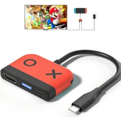 Immagine di Switch Dock per Nintendo OLED, 3 in 1 Adattatore TV con HDMI 4K, porta USB 3.0, ricarica PD tipo C 65W, docking station portatile da viaggio Switch/Switch OLED