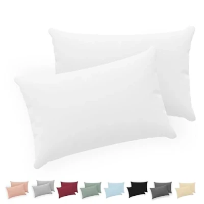 Immagine di Twinzen® Federe Cuscino Letto (Set di 2) Bianco per i Cuscini 40x70 cm 100% Jersey Cotone Copricuscino con Cerniera Fodera Protezione