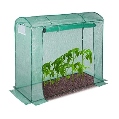 Immagine di Relaxdays, Serra per Pomodori, Tetto Rotondo, con Porta, Vivaio in Telo e Metallo, Anti UV, HLP: 170x80x200, Verde