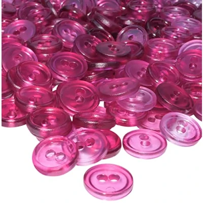 Immagine di AERZETIX C56366 Set di 100 Bottoni rotondi per cucito Ø11.5x2.2mm con 2 fori diametro apertura 2mm colore prugna trasparente in plastica hobby creativo decorazione cucire merceria moda