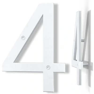 Immagine di Yafimea numero civico esterno moderno bianco, altezza 20 cm, plastica ABS solida, effetto galleggiante 3D (4)