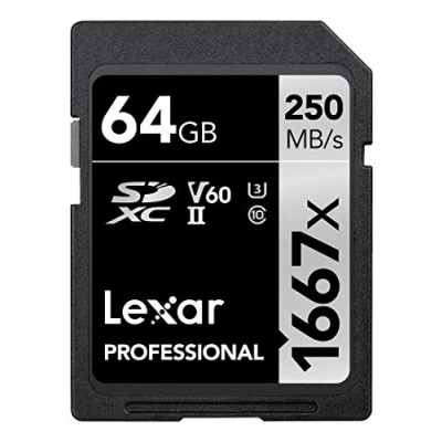 Immagine di Lexar Professional 1667x Scheda SD 64 GB, di memoria SDXC UHS II, Fino a 250 MB/s lettura, Class 10, U3, V60, per Fotografi Professionisti, Videografi, Appassionati (LSD64GCB1667)