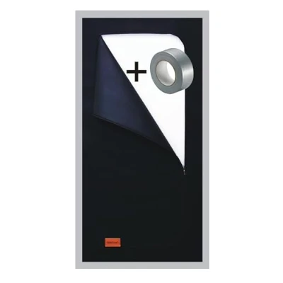 Immagine di Porta con cerniera antipolvere + NASTRO, realizzata in tessuto di polipropilene spesso 220 cm x 110 cm. Protezione per porte edifici eccezionalmente durature