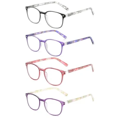 Immagine di JM Occhiali da Lettura e Presbiopia. Resistenti Confortevoli con un Design Unico. Per Donna Uomo. +1.5 [Confezione di 4 Colori Misti]