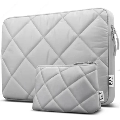Immagine di ZYB Puffy Custodia Computer Portatile 15,6 16 pollici PC per 15.6&quot; Lenovo Thinkpad Ideapad HP Acer Asus Dell Samsung Chromebook Laptop Notebook,2019 2023 MacBook Pro M3 M2 Grigio