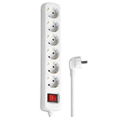 Immagine di Hama Multipresa 6 vie schuko con tasto on/off, cavo 5 metri, bianco