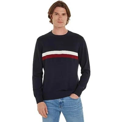 Immagine di Tommy Hilfiger Placed Structure CREW NECK Maglione, Uomo, Taglia: XL, Desert sky