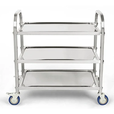 Immagine di LANTUS Catering Carrello Portavivande di Servizio Cucina (Acciaio Inox, 3 Ripiani, 150 kg Portata Massima, 4 Ruote, Spessore Vassoio da Pranzo in Acciaio Inossidabile