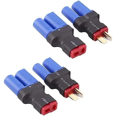 Immagine di YUNIQUE GREEN CLEAN POWER Set 4 Adattatori EC5 a T Plug Deans Style Compatibile con Batteria Tello DJI, Elicottero RC, Cavo ISO Pioneer per Modellismo, Blu, Plastica