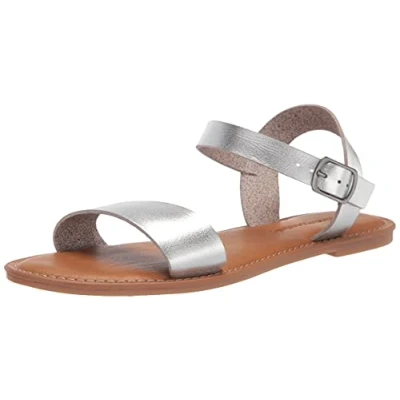 Immagine di Amazon Essentials Sandali con Fibbia e Due Cinturini Donna, Argento, 41 EU