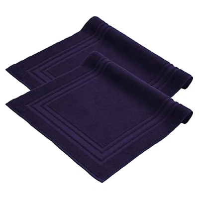Immagine di Komfortec Set di 2 tappetini da bagno, in spugna, lavabile, 600 g/m² e 100% cotone, assorbenti ad asciugatura rapida, 50 x 70 cm, blu navy