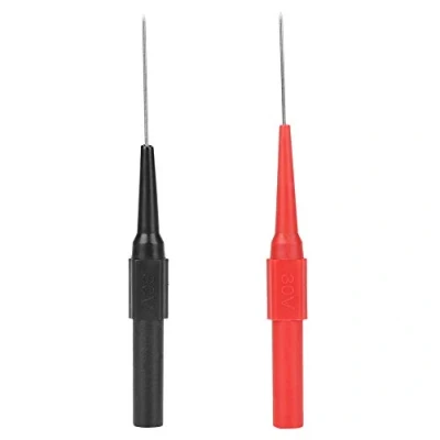 Immagine di 2 aghi per piercing isolanti, P5007 non destructive test, sonde in acciaio inox con punta ad ago, multimetro e puntali