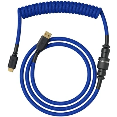 Immagine di Glorious Gaming Coiled Keyboard Cable premium Connessione USB a (PC) e C (tastiera) placc. in oro, anti intreccio, rivest. intrecc. doppio, aviator Mid Connection 5 pin Blu cobalto