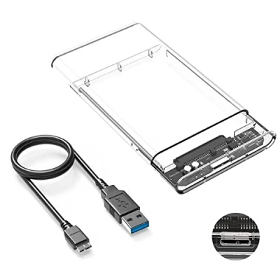Immagine di Custodia Esterno per disco rigido 2.5&quot;&quot;SSD /HDD， USB 3.0 Adattatore da 7mm/9,5 mm Supporto UASP SATA I II III，Tool Free, Trasparente